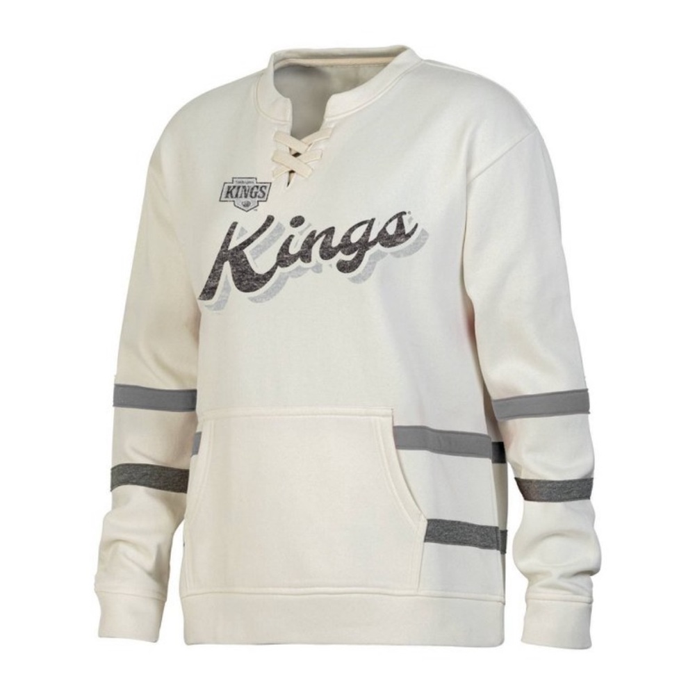 NHL Los Angeles Kings Women's Natural Long Sleeve Fleece Hooded Sweatshirt - L